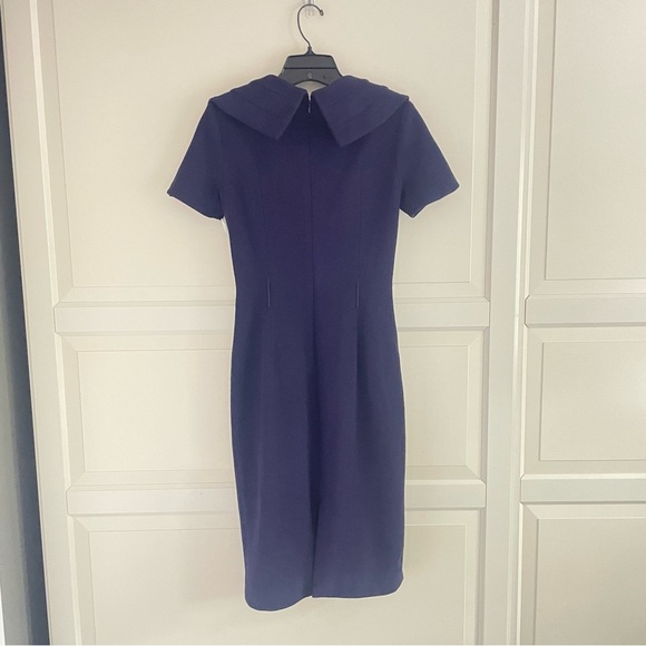 Charles Chang Lima Short Sleeve V-Neck Sheath Dress Deep Purple 26555 - Picture 11 of 13